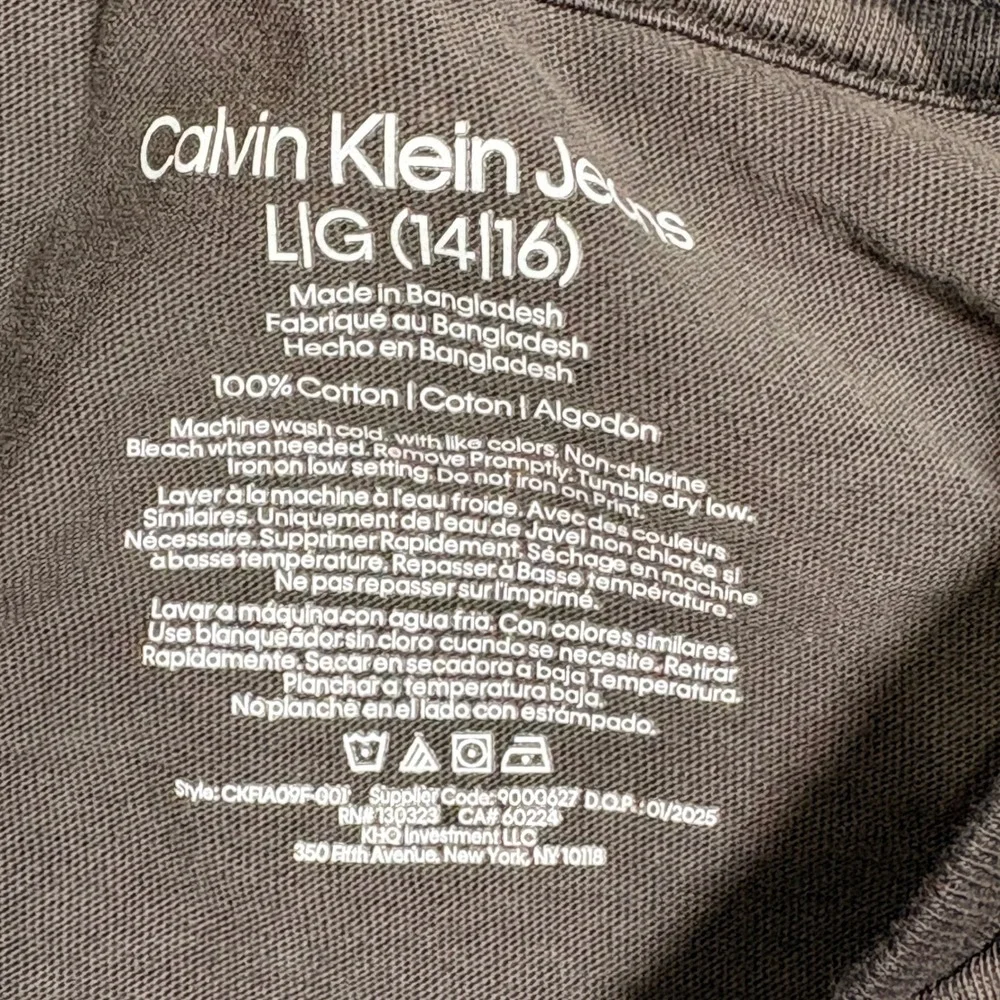 Calvin Klein 2 Piece Set Boys L 14/16 Black Grey Monogram Shirt Jogger Pants